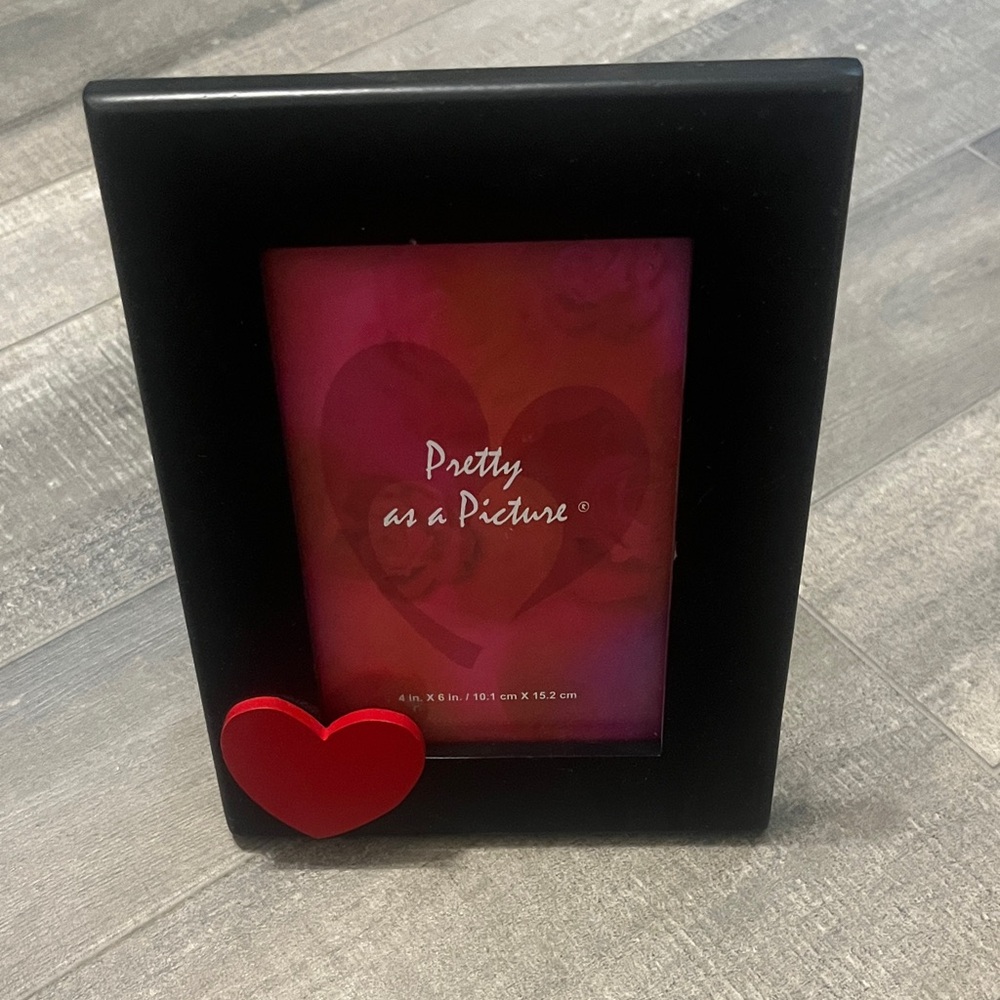 Black Picture Frame with Red Heart Accent